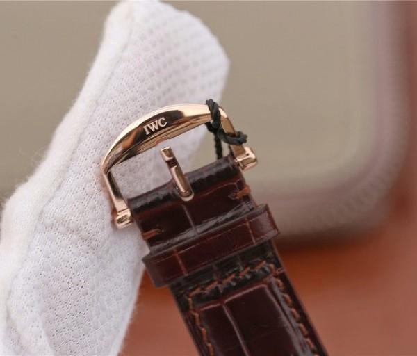 Replica IWC TW Da Vinci RG IW3566 White Dial Black Leather Strap A2892