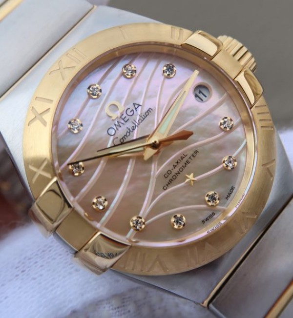 Replica Omega V6 Constellation 27mm YG Dial Diamonds Markers SS/YG Bracelet A8520