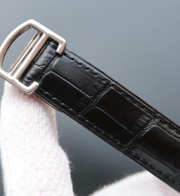 Replica Cartier Cle de Cartier SS White Textured Dial Leather Strap MIYOTA9015