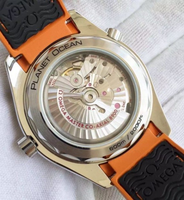 Replica Omega OMF Planet Ocean 42mm Black/Orange Bezel Black Dial Nylon Strap A8900