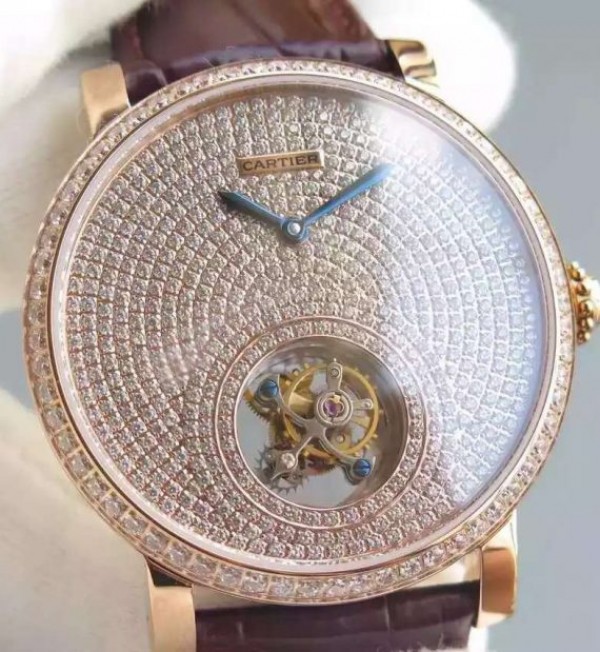 Replica Cartier Rotonde De Cartier Tourbillon RG Full Diamonds