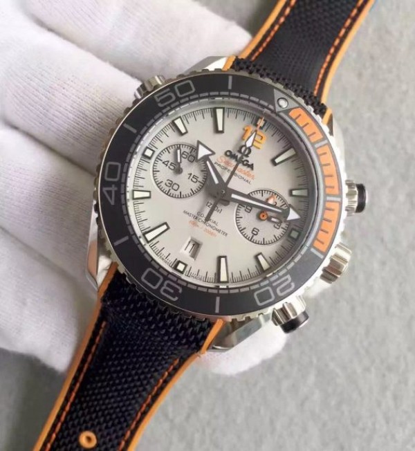 Replica Omega Planet Ocean Master Chronometer Chrono SS Gray Dial Black Nylon Strap A9900