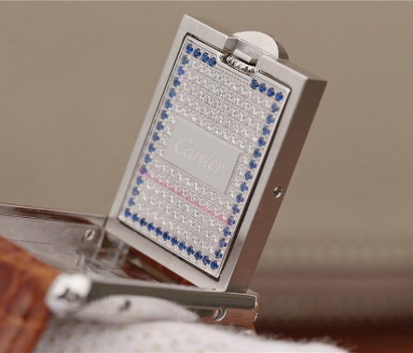 Replica Cartier Tank Reversible White Dial Leather Strap