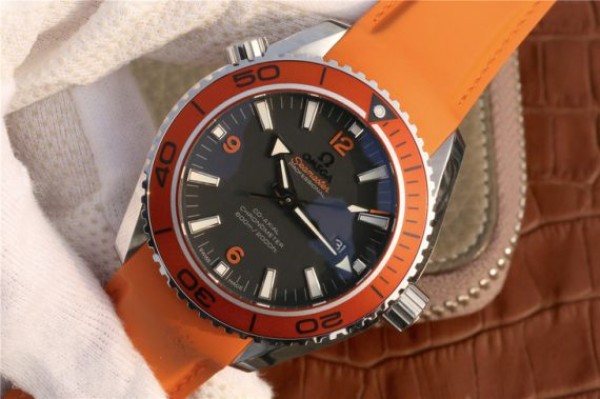 Replica Omega Planet Ocean Professional Orange Bezel 45mm OMF Rubber Strap A8500
