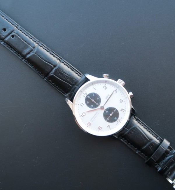 Replica IWC ZF Portuguese Chrono IW371411 Black Leather Strap