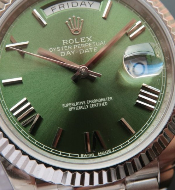 Replica Rolex Day-Date 40mm 228239 Noob Olive Green Dial SS President Bracelet A3255