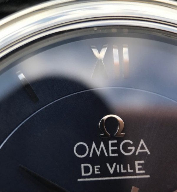 Replica Omega MKF De Ville 37mm SS Blue Dial Black Leather Strap A2829