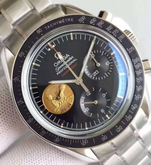 Replica Omega Speedmaster Apollo 11 40th anniversary Black Dial SS Bracelet Manual Winding
