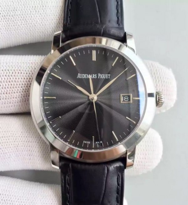 Replica Audemars Piguet Jules Audemars 15170 SS Black Dial Leather Strap A3120