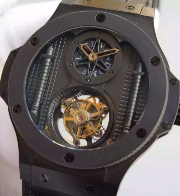 Replica Hublot Big Bang 44mm Vendome Real Tourbillon Black Black Gummy