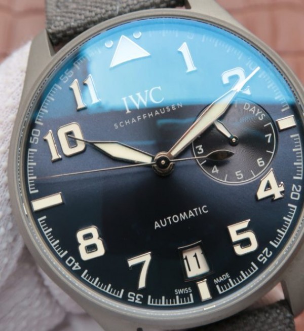 Replica IWC Big Pilot Custom Made Sandblasted SS Case Blue Dial