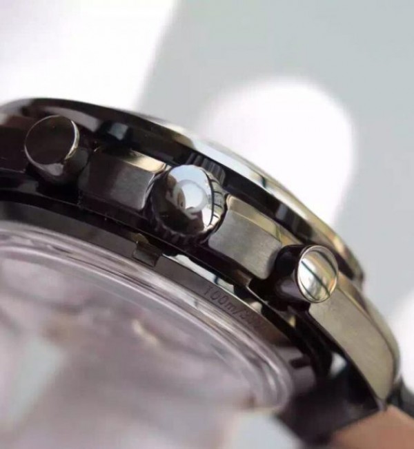 Replica Omega Speedmaster Moonwatch Co-Axial Chronograph Pitch Black Leather A9300