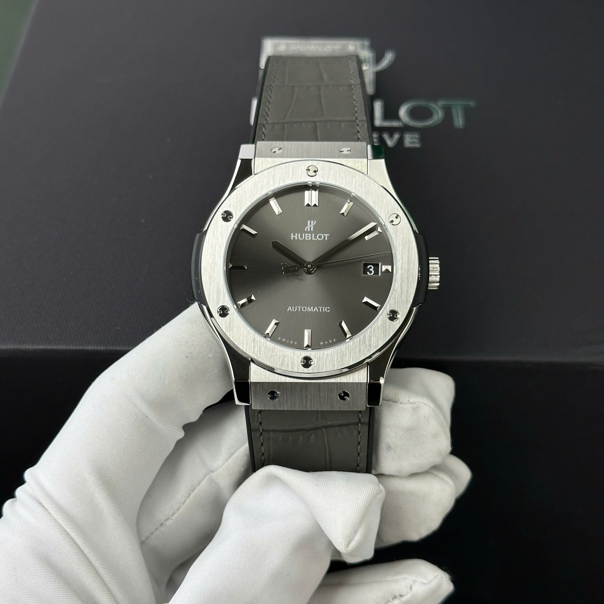 Hublot Classic Fusion Titanium Replica Watch Best Quality Gray Dial WWF Factory 45mm