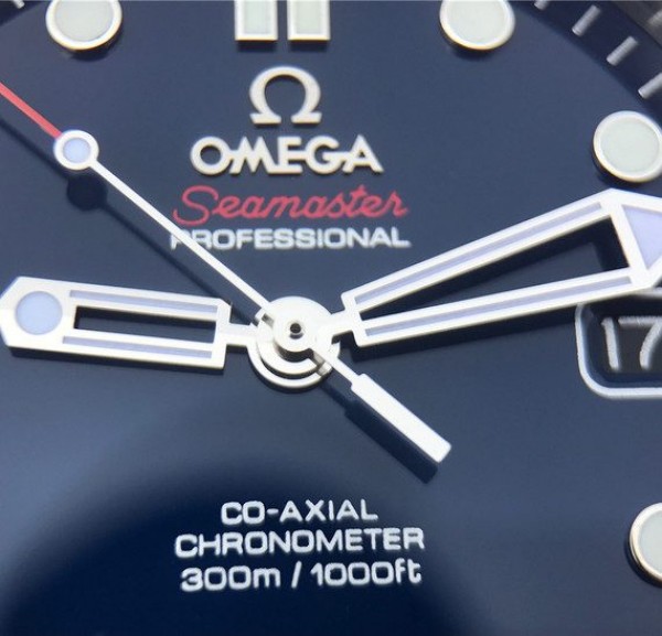 Replica Omega OMF Seamaster 300M Chronometer Blue Dial SS Bracelet A2824
