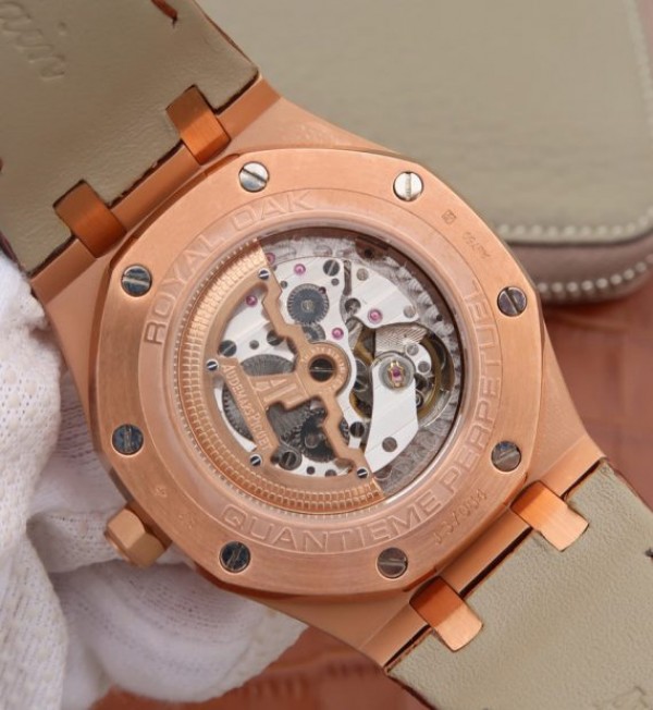 Replica Audemars Piguet JF Royal Oak 41mm 26574 RG Blue Dial Leather Strap A5134