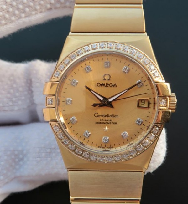 Replica Omega V6 Constellation YG Dial Diamonds Bezel   Markers YG Bracelet A2500