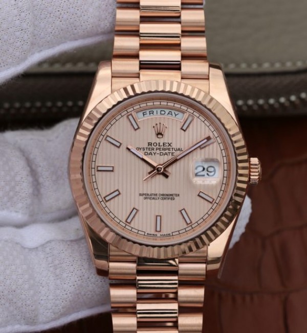 Replica Rolex Day-Date 40mm 228235 RG Noob RG Textured Dial RG Bracelet A3255