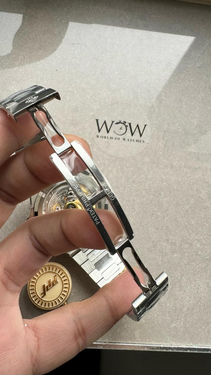 Replica PATEK PHILIPPE PPF Nautilus Chronograph Travel 5990 SS Grey Dial Stick on SS Bracelet A28-520