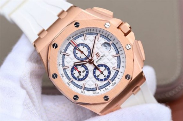 Replica Audemars Piguet Royal Oak Offshore 44mm RG Summer Edition JF White Rubber Strap A3126