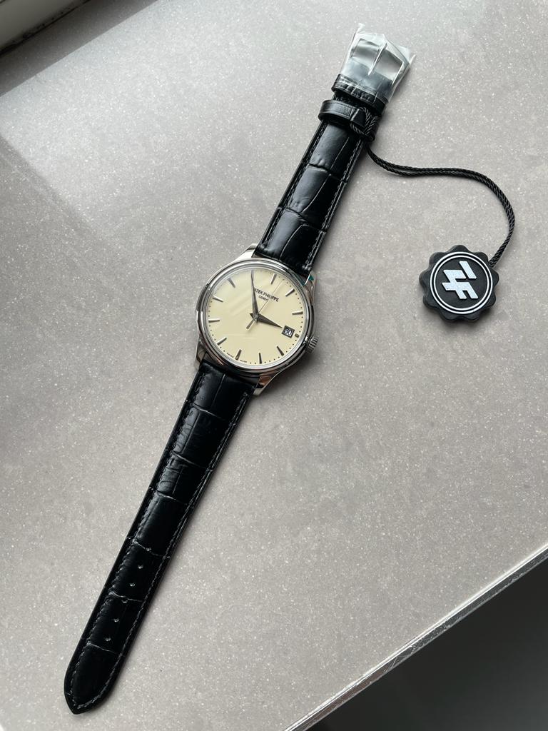 Replica PATEK PHILIPPE Calatrava ZF 5298p Date off White Dial SS bezel ZF factory