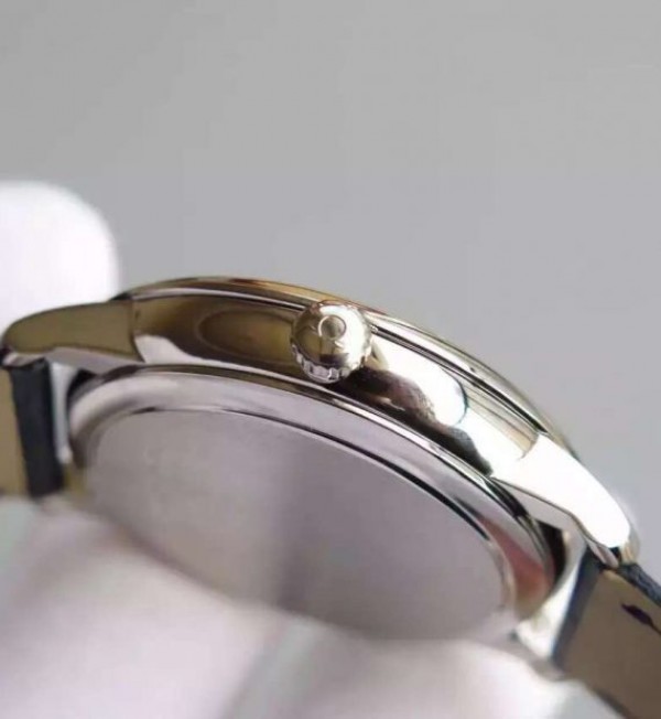 Replica Omega MKF De Ville 39.5mm SS White Dial Black Leather Strap A8500