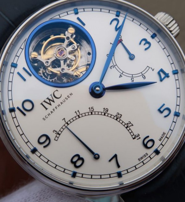 Replica IWC AZ Portuguese Tourbillon IW5046 White Dial Blue Markers