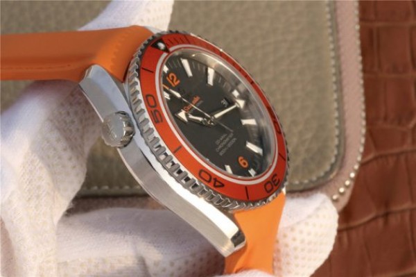 Replica Omega Planet Ocean Professional Orange Bezel 45mm OMF Rubber Strap A8500