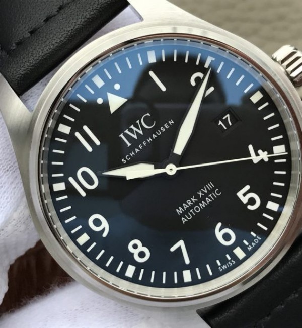 Replica IWC XF Mark XVIII IW327001 Black Dial Leather Strap