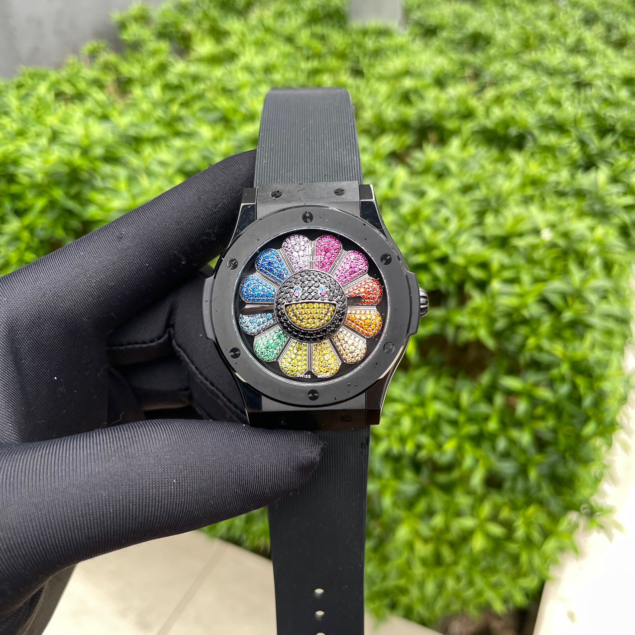 Hublot Replica Watch Takashi Murakami Rainbow Ceramic Rubber Strap 45mm