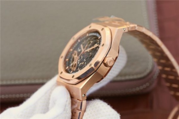 Replica Audemars Piguet Royal Oak 41mm Double Balance Wheel Openworked 15407 RG JF  RG Bracelet A3132