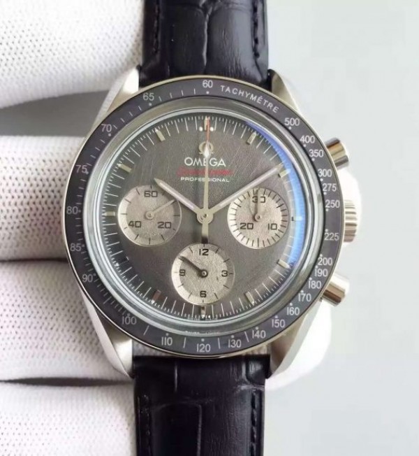 Replica Omega Speedmaster Apollo 17 40th anniversary Gray Dial Leather Strap Manual Winding