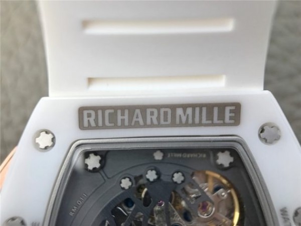 Replica Richard Mille RM011 RG White Ceramic Felipe Massa Black Inner Bezel White Rubber Strap A7750