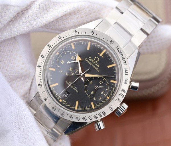 Replica Omega OMF Speedmaster 57 Co-Axial Black Dial Brown Markers SS Bracelet A9300