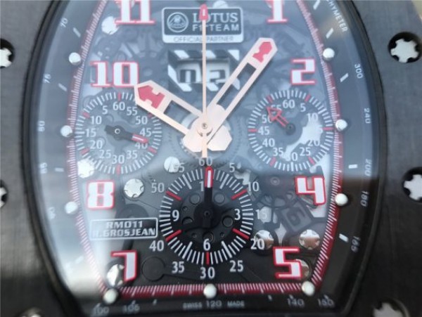 Replica Richard Mille RM011 Black Ceramic RG Chrono Skeleton Dial Black Rubber Strap A7750