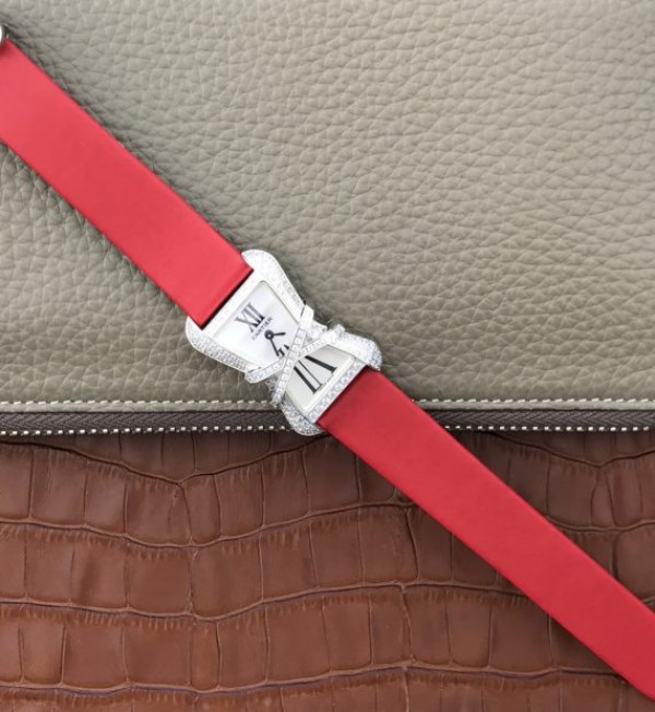Replica Cartier High Jewelry Watches WJ306014 White Dial Red Fabric Strap