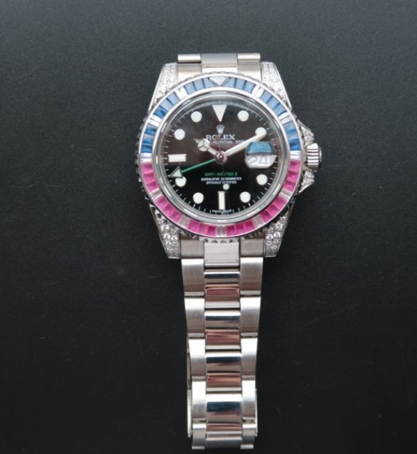 Replica Rolex GMT-Master II 116759 Black Dial Blue/White Bezel S2836