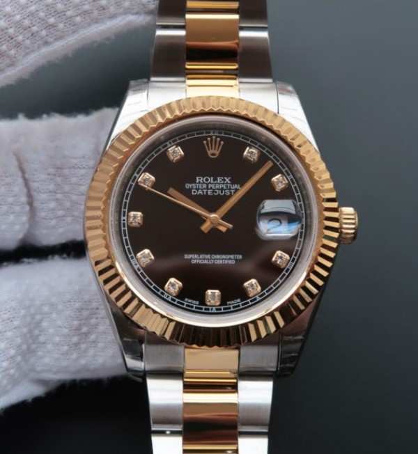 Replica Rolex DateJust 41mm 126333 Noob YG Wrapped Black Dial SS/YG Jubilee Bracelet A3136