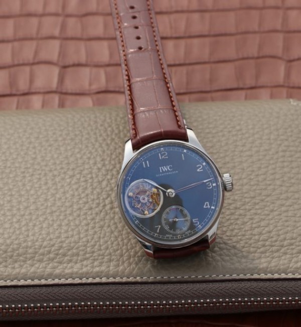 Replica IWC BM Portuguese Tourbillon Gray Dial Leather Strap