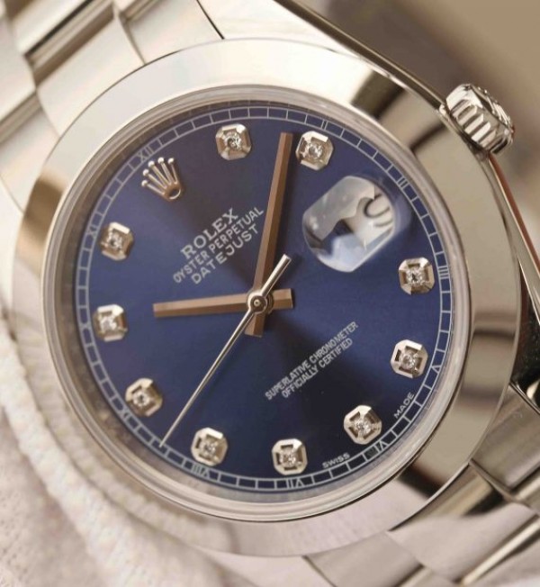 Replica Rolex DateJust 41mm 126300 Noob Blue Dial Diamonds Markers SS Oyster Bracelet A3235