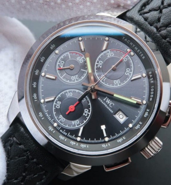 Replica IWC Ingenieur Chrono IW380702 Gray Dial Leather Strap