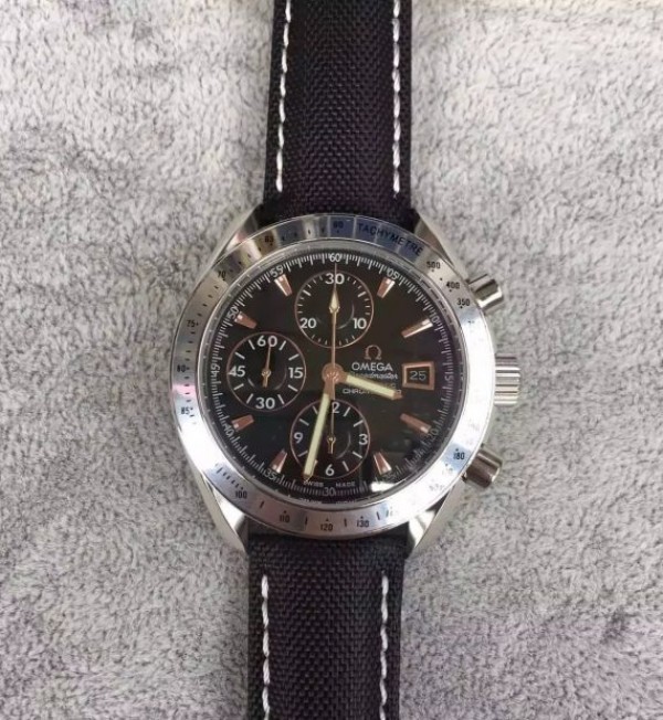 Replica Omega Speedmaster 3210 Black Dial Black Nylon Strap A7750
