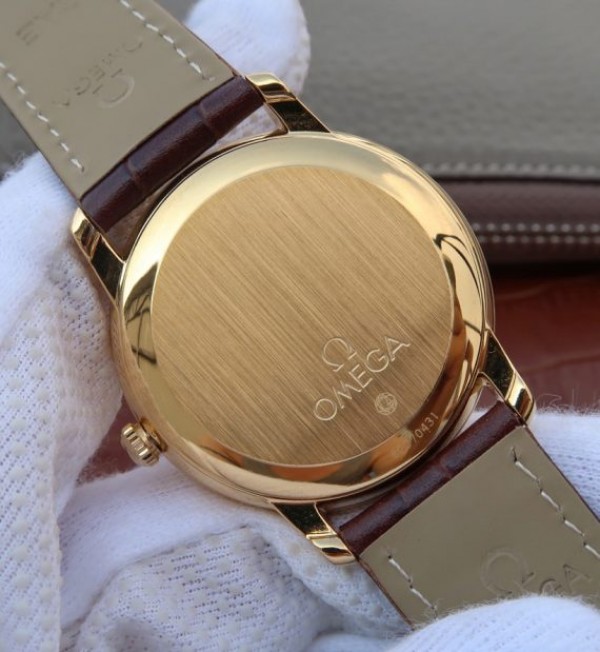 Replica Omega MKF De Ville 37mm YG White Dial YG Markers Leather Strap A2892