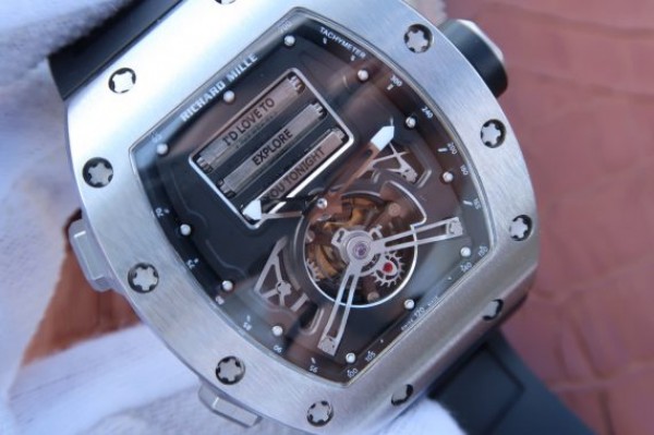 Replica Richard Mille RM069 SS Fake Tourbillon Skeleton Dial Black Rubber Strap A23J