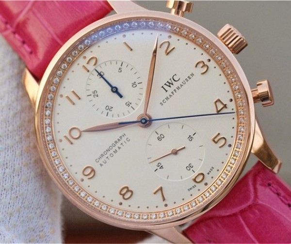 Replica IWC ZF Portuguese Chrono IW3714 RG White Dial Diamonds Inner Bezel