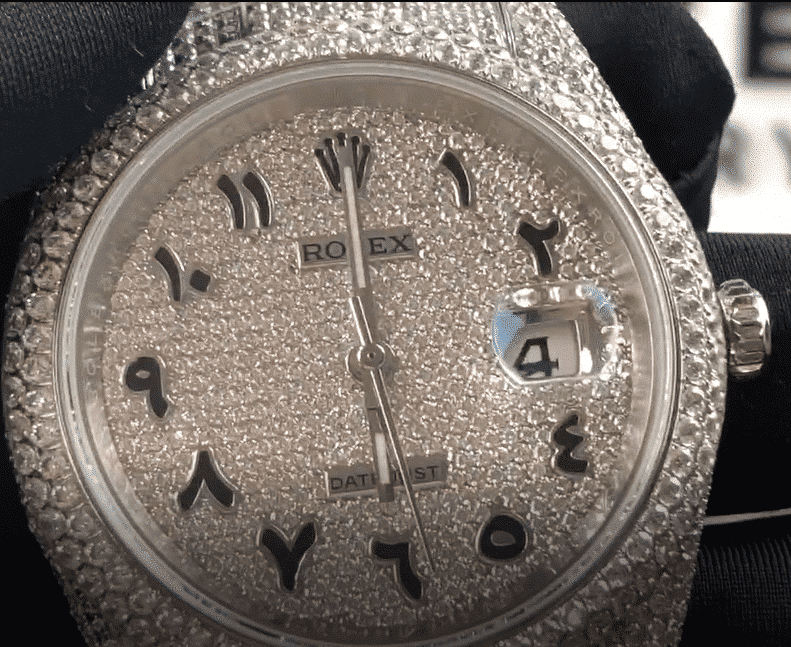 Rolex Datejust 116300 White Gold Diamond Arabic Dial Iced Out Replica