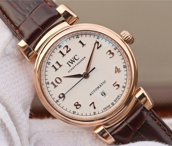 Replica IWC TW Da Vinci RG IW3566 White Dial Black Leather Strap A2892