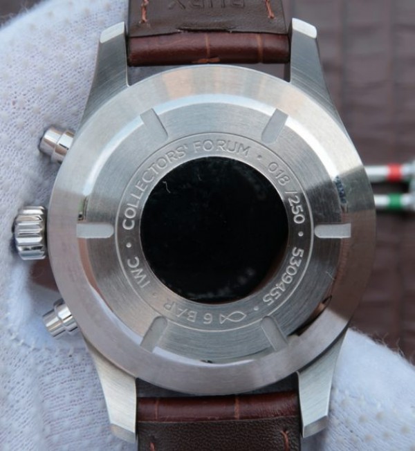 Replica IWC ZF Pilot Chrono SS IW387808 Black Dial Leather Strap