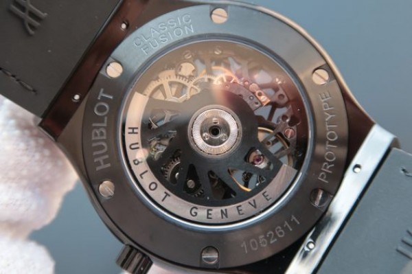 Replica Hublot Classic Fusion Tourbillon 45mm TF Red Bezel Skeleton Dial Black Gummy Strap A23J
