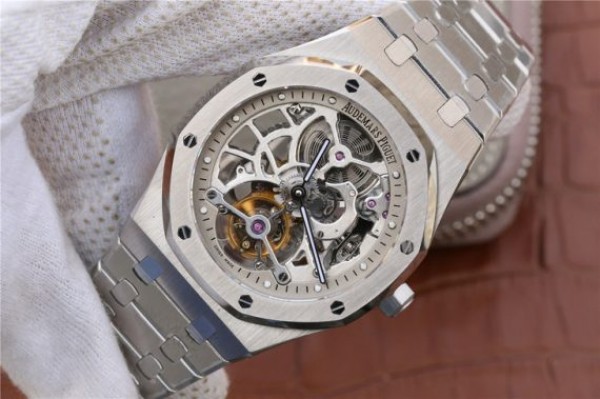 Replica Audemars Piguet Royal Oak Tourbillon Extra-Thin Openworked SS Skeleton Dial SS Bracelet