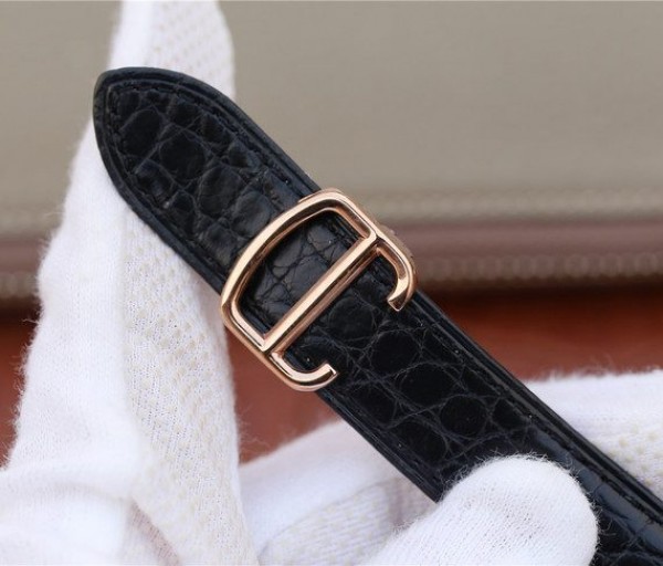 Replica Cartier Ronde De Cartier RG White Dial Diamonds Bezel Croco Strap A2892